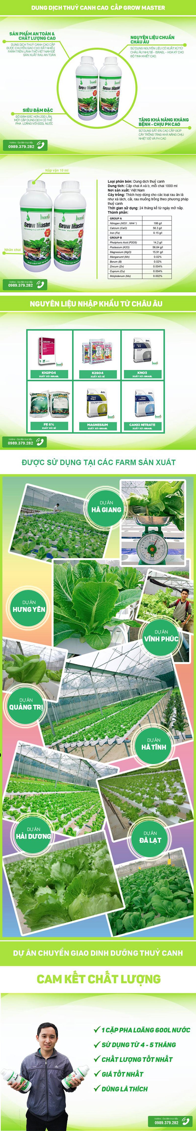 Chi tiết thông tin về dung dịch thủy canh grow master