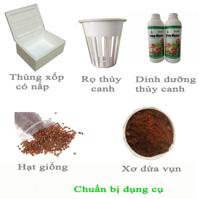 Các dụng cụ cần thiết khi trồng thủy canh thùng xốp